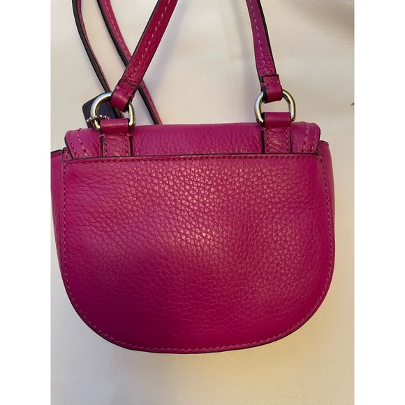 Coach Pebbled Leather Turnlock Flap Mini Crossbody Pink Magenta - Picture 4 of 13